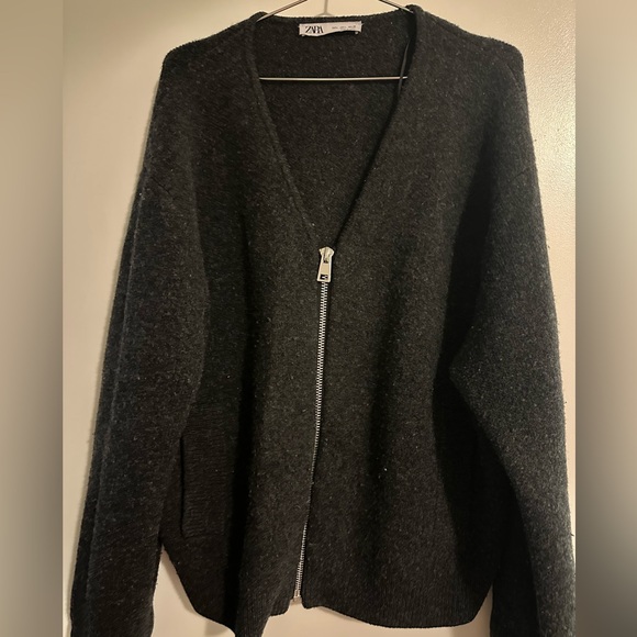 Zara women’s 199% will charcoal grey zip sweater - Picture 1 of 3